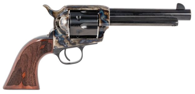 Picture of Taylors & Company 555130 Gambler  45 Colt (LC) Caliber with 5.50" Blued Finish Barrel, 6rd Capacity Blued Finish Cylinder, Color Case Hardened Finish Steel Frame & Checkered Walnut Grip