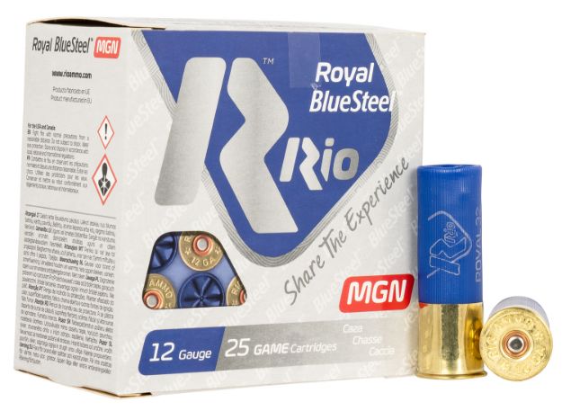 Picture of Rio Ammunition RBSM324 Royal BlueSteel  12Gauge 3" 1 1/8oz 4Shot 25 Per Box/10 Case