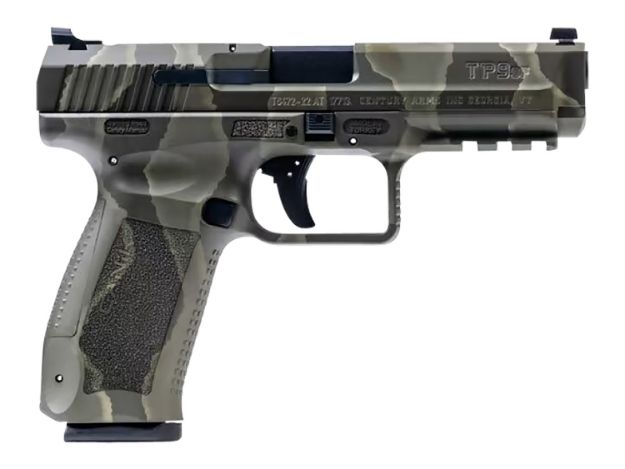 Picture of Canik HG4865RGN TP9SF  Full Size 9mm Luger 18+1 4.46" Black Nitride Match Grade Barrel, Reptile Green Serrated Steel Slide & Polymer Frame w/Picatinny Rail, Black Interchangeable Backstrap Grip