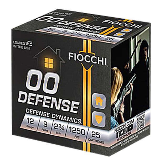 Picture of Fiocchi 12EX00BK Defense Dynamics  12Gauge 2.75" 00Buck Shot 25 Per Box/10 Case