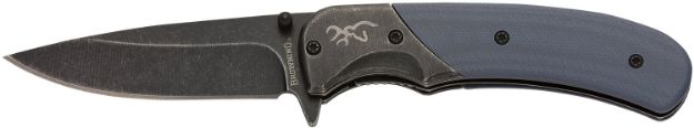 Picture of Browning 3220365 The Range  EDC Compact 2.75" Folding Drop Point, Plain Black Oxide Stonewashed 7Cr17MoV SS Blade, Black/Blue Aluminum/G10 Handle