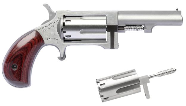 Picture of North American Arms SWC250 Sidewinder  22 LR or 22 WMR Caliber with 2.50" Barrel, 5rd Capacity Cylinder, Overall Stainless Steel Finish & Rosewood Birdshead Grip Includes Cylinder