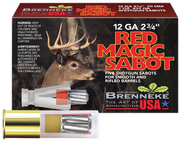 Picture of Brenneke SL122RMS Red Magic  12Gauge 2.75" 1oz Sabot Slug Shot 5 Per Box/50 Case