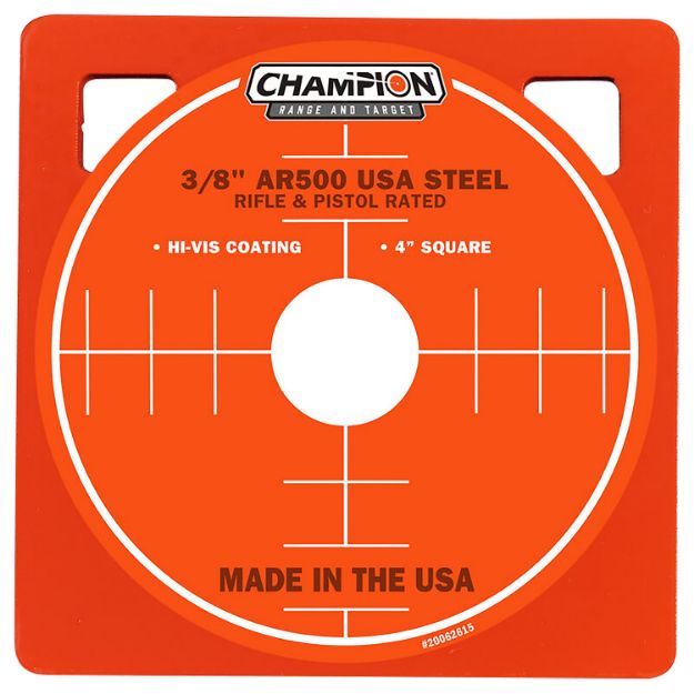 Picture of Champion Targets 44904 Center Mass  4" Rifle Gray AR500 Steel Square 0.38" Thick Hanging