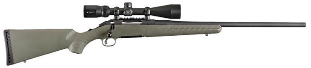 Picture of Ruger 16953 American  Full Size 6.5 Creedmoor 4+1 22" Matte Black Steel Barrel, Matte Black Picatinny Rail Steel Receiver, Moss Green Fixed Synthetic Stock, Vortex Crossfire II 4-12x44mm