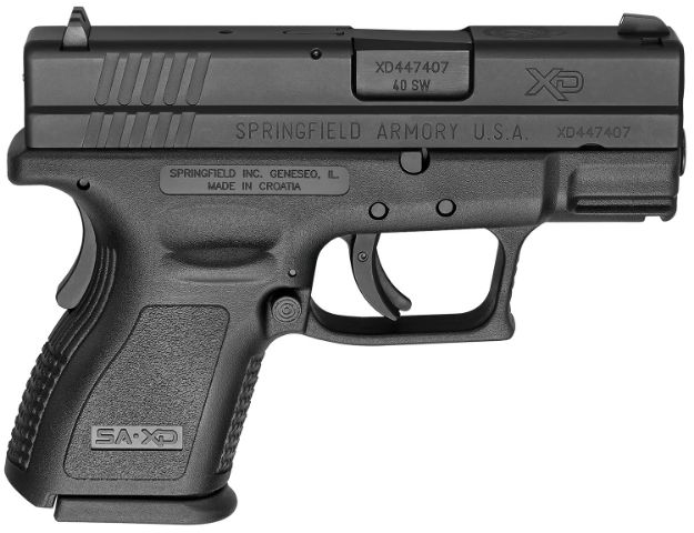 Picture of Springfield Armory XD9802HC XD  Compact Frame 40 S&W 12+1, 3" Black Melonite Steel Barrel & Serrated Steel Slide, Black Polymer Frame w/Picatinny Rail