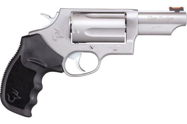 Picture of Taurus 2441039T Judge  Compact Frame 45 Colt (LC)/410 Bore 5rd 3" Matte Stainless Stainless Steel Barrel, Cylinder & Frame, Black Finger Groove Grip, Exposed Hammer