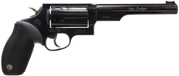 Picture of Taurus 2441061T Judge  45 Colt (LC)/410 Bore 5rd 6.50" Matte Black Oxide Steel Barrel, Cylinder & Frame, Black Ribber Grip, Exposed Hammer