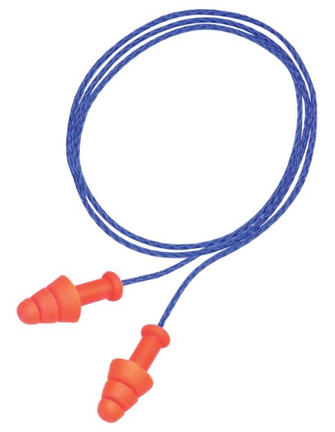 Picture of Howard Leight R01520 Corded Ear Plugs Smart Fit Foam 25 dB Behind The Neck Orange Ear Buds with Blue Cord Adult 2 Pair