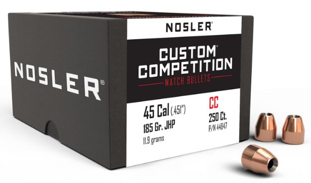 Picture of Nosler 44847 Custom Competition 45Cal 185gr Jacketed Hollow Point 250/Box