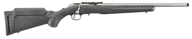 Picture of Ruger 8352 American Rimfire  Full Size 22 WMR 9+1 18" Matte Stainless Threaded Barrel, Satin Stainless Scope Rail Receiver, Black Synthetic Adjustable Stock, Right Hand