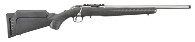 Picture of Ruger 8353 American Rimfire  Full Size 17 HMR 9+1 18" Satin Stainless Threaded Barrel, Satin Stainless Scope Rail Receiver,  Black Synthetic Adjustable Stock, Right Hand