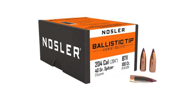 Picture of Nosler 52111 Ballistic Tip  204Ruger 40gr Spitzer 100/Box