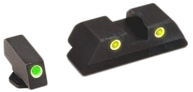 Picture of AmeriGlo GL121 Classic Tritium Sight Set for Glock  Green Tritium White Outline Front Sight-Yellow Tritium White Outline Rear Sight