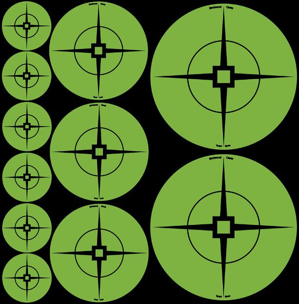 Picture of Birchwood Casey 33938 Target Spots  Self-Adhesive Paper Black/Green Crosshair 60 Pack