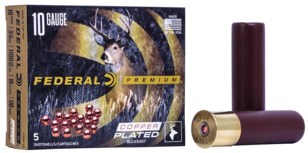 Picture of Federal P108F00 Premium Buckshot 10Gauge 3.50" 18Pellets 2 1/4oz 00BuckShot 5 Per Box/50 Case