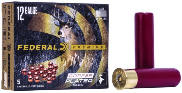 Picture of Federal P135F00 Premium Magnum 12Gauge 3.50" 18Pellets 2 1/4oz 00BuckShot 5 Per Box/50 Case