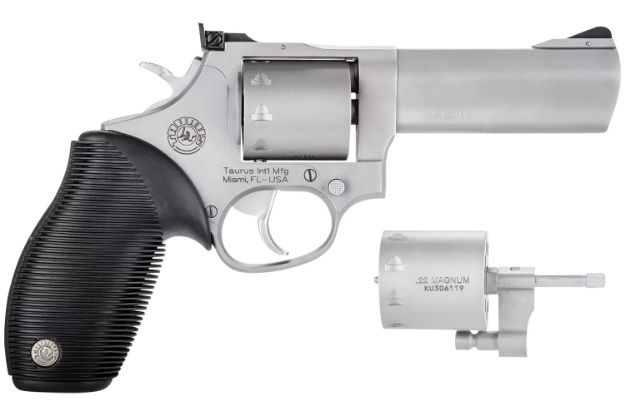 Picture of Taurus 2992049 Tracker 992 22 LR or 22 WMR 9rd 4" Barrel, Overall Matte Finish Stainless Steel & Black Ribber Grip Includes Cylinder