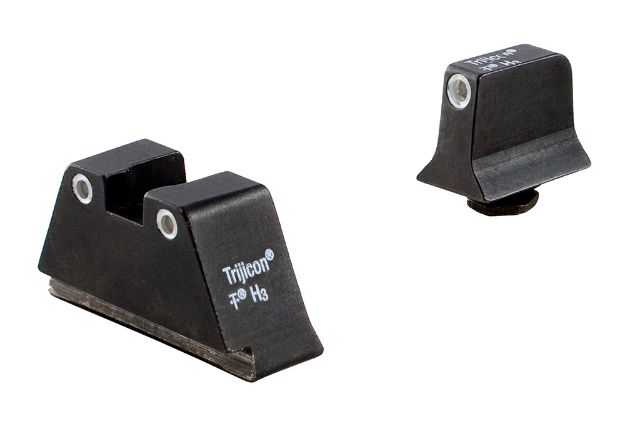 Picture of Trijicon 600649 Suppressor/Optic Height Sights  Green/Tritium White Outline Front Sight-Green/Tritium White Outline Rear Sight Glock 17/17L/19 Standard Frame