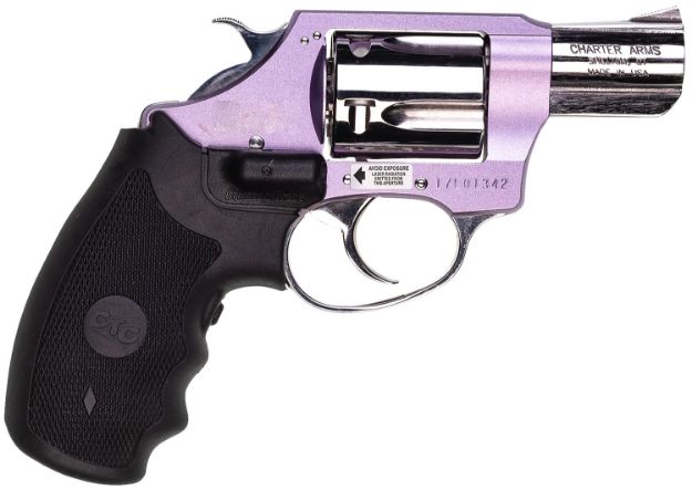 Picture of Charter Arms 53842 Undercover Lite Chic Lady Small 38 Special 5 Shot 2" High Polished Stainless Steel Barrel & Cylinder, Lavender Aluminum Frame w/Black Crimson Trace Laser Grip, Exposed Hammer