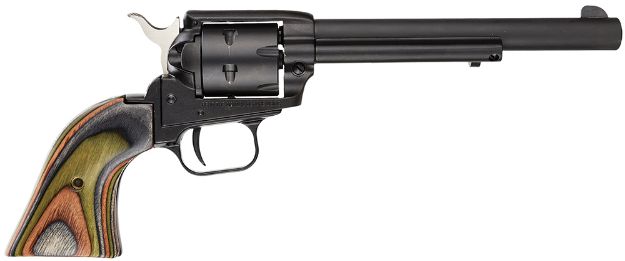 Picture of Heritage Mfg RR22MBS6 Rough Rider  22 LR/22 WMR 6 Shot, 6.50" Black Satin Steel Barrel, Black Satin Zinc Alloy Frame, Black Satin Cylinder, Camo Laminate Grip, Exposed Hammer