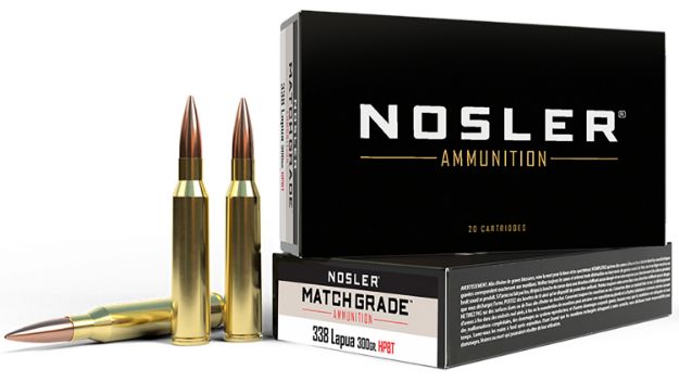 Picture of Nosler 43136 Match Grade  338LapuaMag 300gr Custom Competition Hollow Point Boat Tail 20 Per Box/10 Case