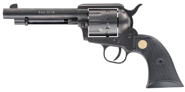 Picture of Chiappa Firearms CF340160 SAA 1873  Medium Frame 22 LR 10 Shot, 5.50" Blued Steel Barrel, Blued Steel Frame, Blued Cylinder, Black Plastic Grip, Exposed Hammer