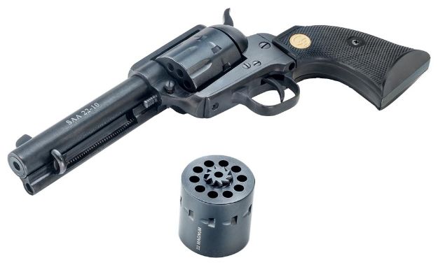 Picture of Chiappa Firearms CF340155D SAA 1873  Medium Frame 22 LR 22 WMR 10 Shot, 4.75" Blued Steel Barrel, Blued Steel Frame, Blued Cylinder, Black Polymer Grip, Exposed Hammer