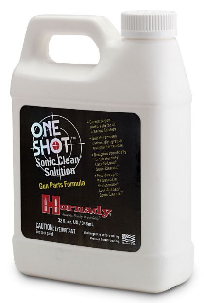 Picture of Hornady 043360 One Shot Sonic Clean Against Grease Dust Oil 32 oz Bottle