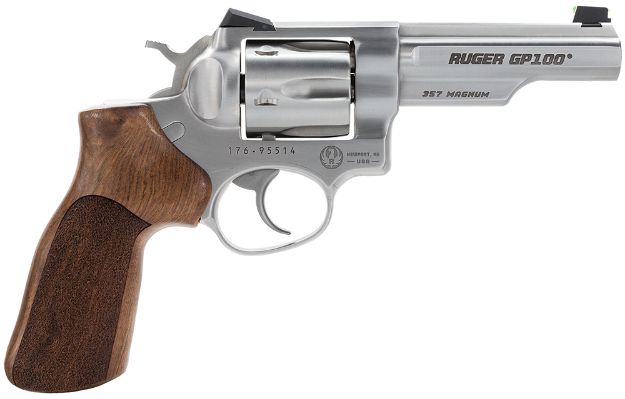 Picture of Ruger 1754 GP100 Match Champion Medium Frame 357 Mag 6rd 4.20" Satin Stainless Steel Half-Lug Barrel, Cylinder & Frame, Hogue Stippled Hardwood Grip, Transfer Bar Safety, Exposed Hammer