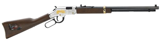 Picture of Henry H004AF Golden Boy American Farmer Tribute 22 Short Caliber with 16 LR/21 Short Capacity, 20" Octagon Barrel, Nickel-Plated Metal Finish & American Walnut Stock Right Hand