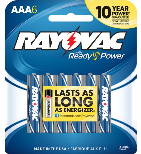 Picture of Rayovac 8246T AAA HIGH ENREGY Alkaline Batteries  Silver/Blue 1.5 Volts 2,700 mAh (6) Single Pack