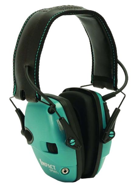 Picture of Howard Leight R02521 Impact Sport Electronic Muff 22 dB Over the Head Black/Teal Adult 1 Pair