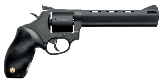 Picture of Taurus 2-692061 692  9mm Luger, 38 Special +P or 357 Mag Caliber with 6.50" Vent Rib Barrel, 7rd Capacity Cylinder, Overall Matte Black Finish Steel & Black Ribber Grip Includes 2 Cylinders