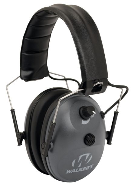 Picture of Walker's GWPWLK1MEM Single Mic Electronic Muff 24 dB Over the Head Gray/Black Polymer