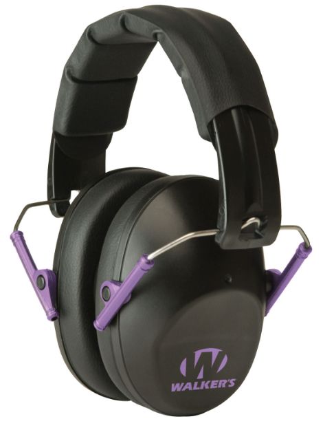 Picture of Walker's GWPFPM1BKPU Pro Low Profile Passive Muff 22 dB Over the Head Black/Purple Accent Polymer