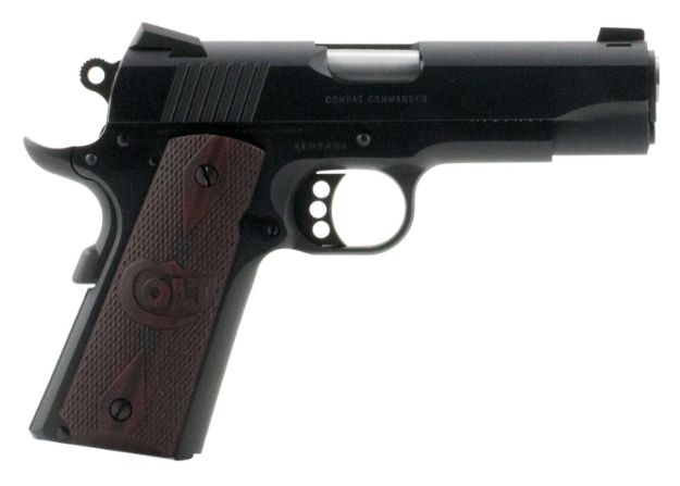 Picture of Colt Mfg O4940XE Commander Combat 45 ACP 8+1 4.25" Black Steel Barrel, Blued Serrated Slide & Carbon Steel Frame w/Beavertail, Black Cherry Checkered G10 Grips, Ambidextrous