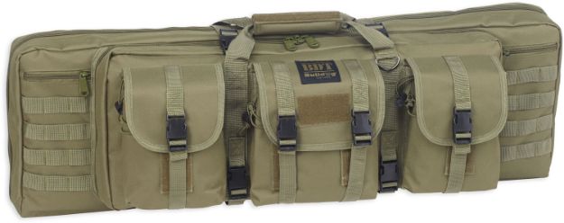 Picture of Bulldog BDT6043G BDT Tactical Double 43" Green Nylon, 3 Accessory Pockets, Deluxe Padded Backstraps Lockable Zippers, Padded Internal Divider