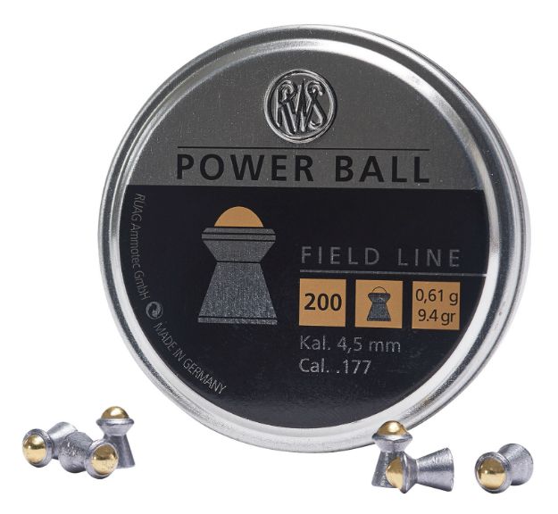 Picture of RWS/Umarex 2317414 Power Ball Field Line 177 Steel Lead Domed Pellet/ 200 Per Tin