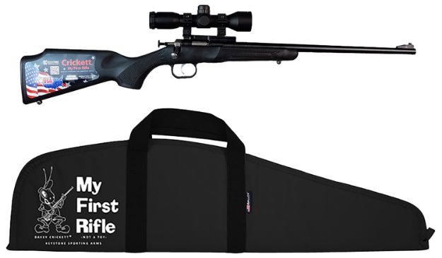 Picture of Crickett KSA2240BSC Youth Package 22 LR Caliber with 1rd Capacity, 16.12" Barrel, Blued Metal Finish & Black Synthetic Stock Right Hand (Youth) Includes Scope & Case