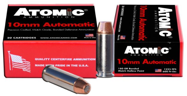 Picture of Atomic Ammunition 00457 Pistol Precision Craft 10mmAuto 180gr Bonded Match Hollow Point 20 Per Box/10 Case