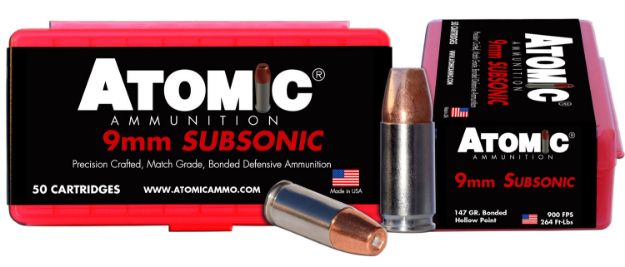 Picture of Atomic Ammunition 00438 Pistol Subsonic 9mmLuger 147gr Bonded Match Hollow Point 50 Per Box/10 Case