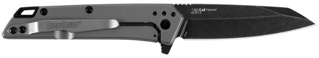 Picture of Kershaw 1365X Misdirect  2.90" Folding Reverse Tanto Plain Black Oxide Blackwash 4Cr14 Blade Gray Bead Blasted Stainless Steel Handle Clamshell Packaging