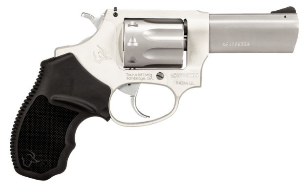 Picture of Taurus 2942M039UL 942 Ultra-Lite 22 WMR 8rd 3" Matte Stainless Finish Barrel, Matte Stainless Finish Cylinder, Stainless Anodized Finish Aluminum Frame & Finger Grooved Black Polymer Grip