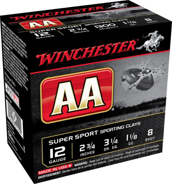 Picture of Winchester Ammo AASC128VP AA Sporting Clay 12Gauge 2.75" 1 1/8oz 8Shot 100 Bx/2 Case *Value Pack