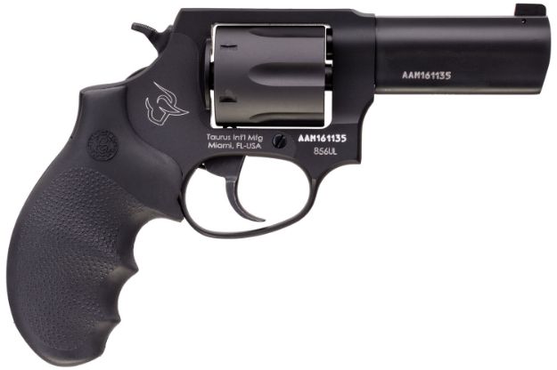 Picture of Taurus 2-85631ULNS 856 Ultra-Lite Defender 38 Special +P 6rd 3" Matte Black Cylinder & Barrel Anodized Black Aluminum Black Hogue Rubber Grip