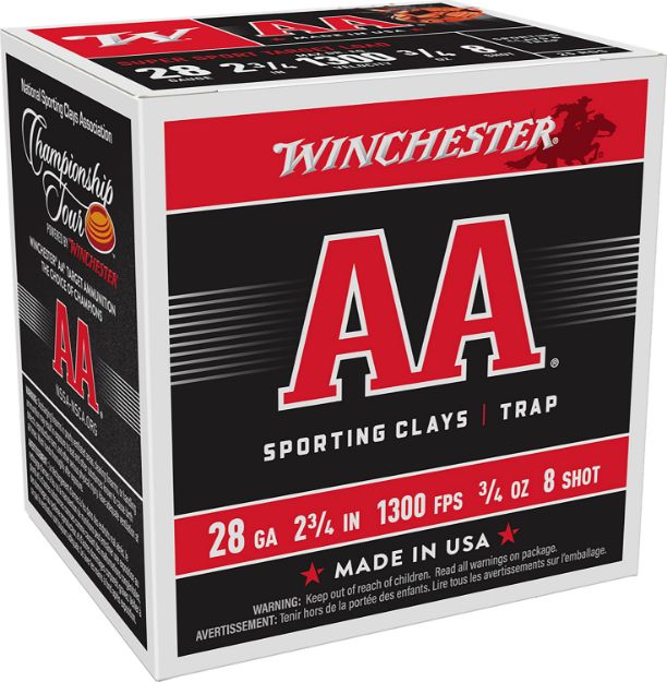 Picture of Winchester Ammo AASC288 AA Sporting Clay 28Gauge 2.75" 3/4oz 8Shot 25 Per Box/10 Case