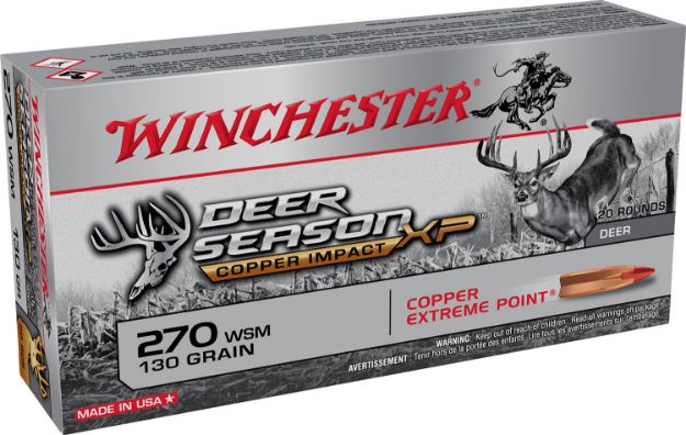 Picture of Winchester Ammo X270SDSLF Deer Season XP Copper Impact 270WSM 130gr Copper Extreme Point Lead-Free 20 Per Box/10 Case