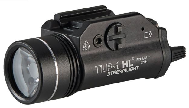 Picture of Streamlight 69889 TLR-1 HL Black Anodized Aluminum, 1,000 Lumens White LED Bulb, 283 Meters Beam, Picatinny Rail/Rail Clamp Mount