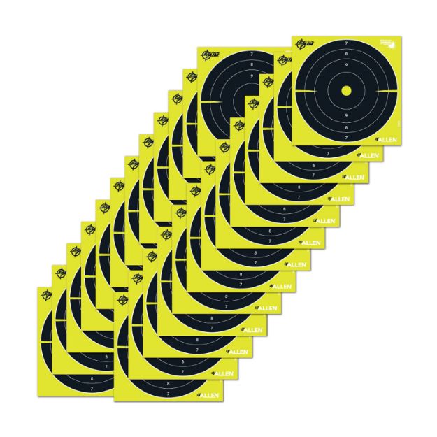 Picture of EZ-Aim 15213 Splash Reactive  8" Bullseye Hanging Paper 8" x 8" Black/Yellow White 25 Per Pkg